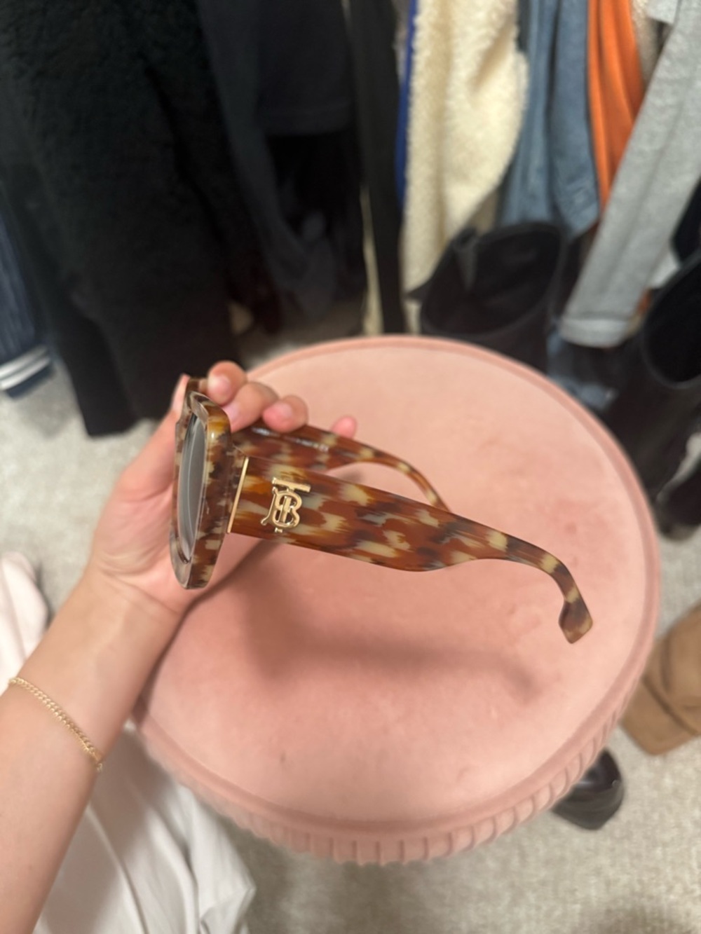 Burberry Tortoiseshell Sunglasses with Gold TB Logo